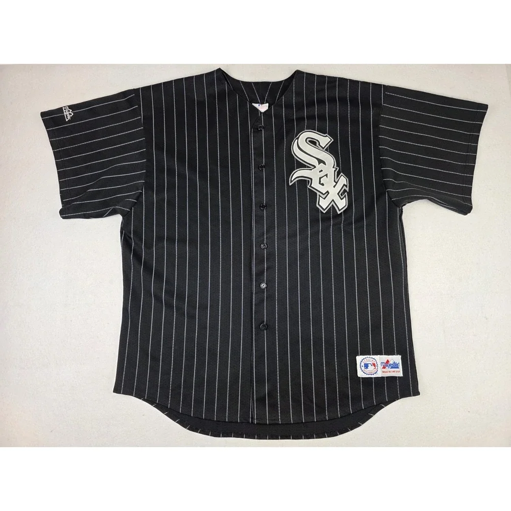 Vintage Chicago White Sox x Majestic Blank Sewn/Stitched Jersey Black‎ USA 2XL